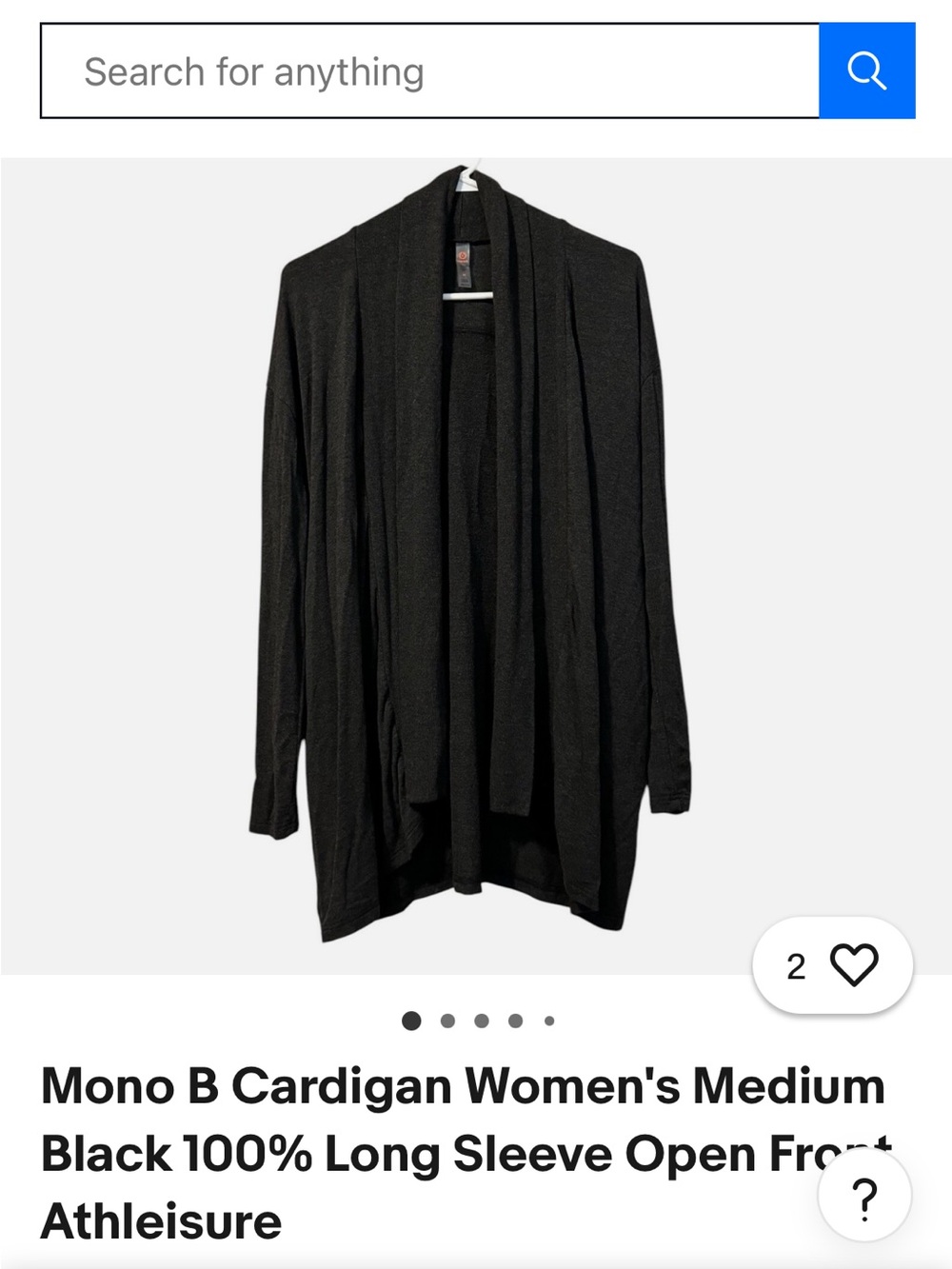 Mono B Black Open-Front Longline Cardigan